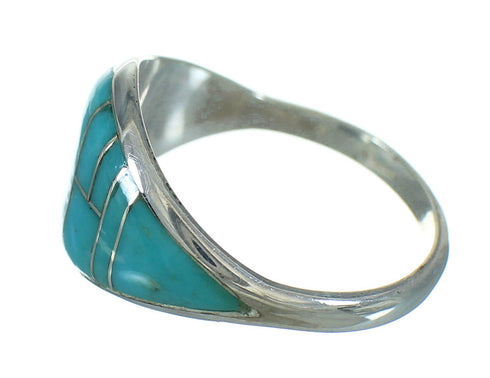 Sterling Silver Turquoise Inlay Ring Size 5-1/4 FX91816